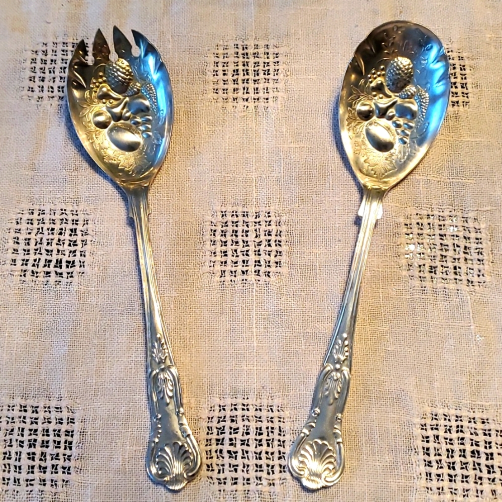 Vintage silver plated Jonathan Bell and sons Sheffield serving spoon and fork
